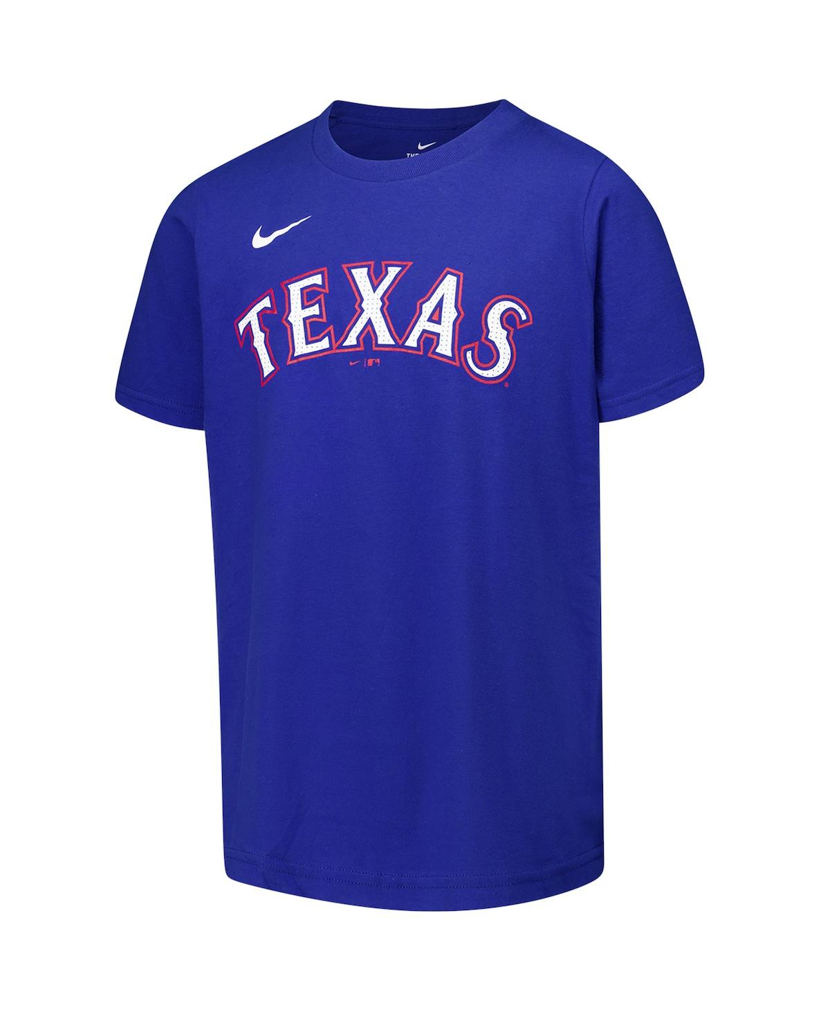 Nike Big Boys And Girls Evan Carter Royal Texas Rangers Name Number T-shirt In Royal