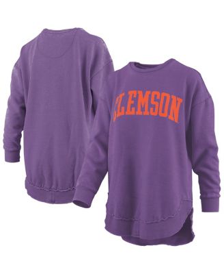 Pressbox - Women's Purple Clemson Tigers Melange Poncho Vintage Fleece Long Sleeve Pullover Sweatshirt