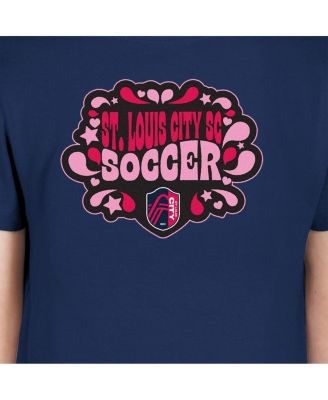 Big Girls Navy St. Louis City SC Bubble Heart T-Shirt