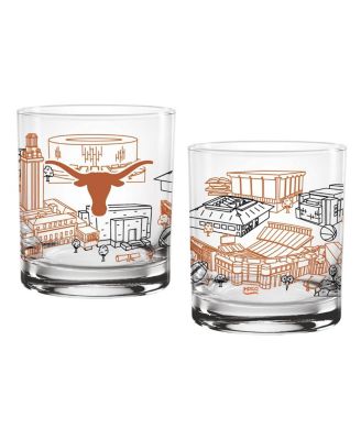 Indigo Falls - Texas Longhorns Campus Line Art Glasses, Set of Two 14oz.