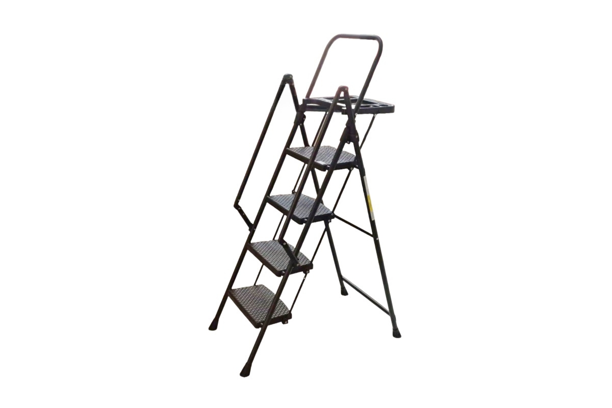 4-Stept Foldable Step Ladder with Tool Tray and Wide Non Slip Pedals, Convenient Handrails