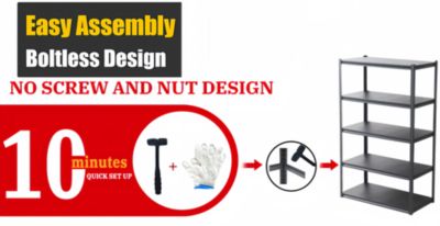 5 Tier Heavy Duty Metal Storage Shelves ,Easy to Assemble ,Adjustable ,Storage Shelves for Basements, Garages and Kitchen, 78 "H47.2"W23.6 "D