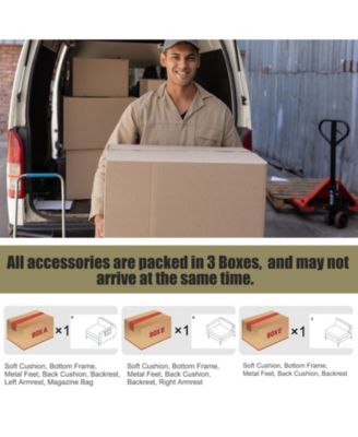 Convertible Sofa Couch with Magazine Pockets 3-Seat with 2 USB Port