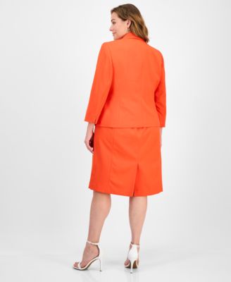 Plus Size Shawl-Collar Jacket & Sleeveless Dress Suit Set