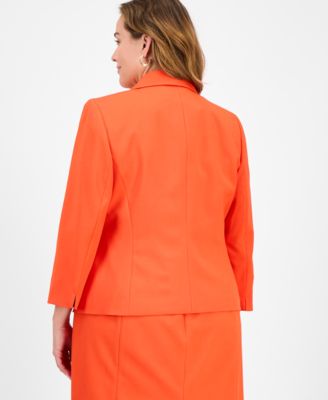 Plus Size Shawl-Collar Jacket & Sleeveless Dress Suit Set