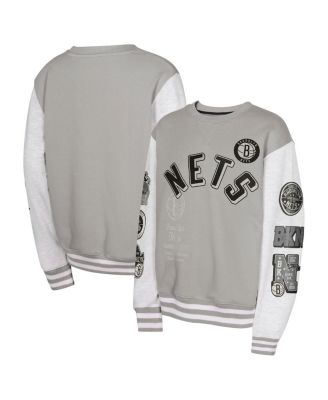 Outerstuff - Big Boys and Girls Gray Brooklyn Nets Star Treatment Pullover Sweatshirt