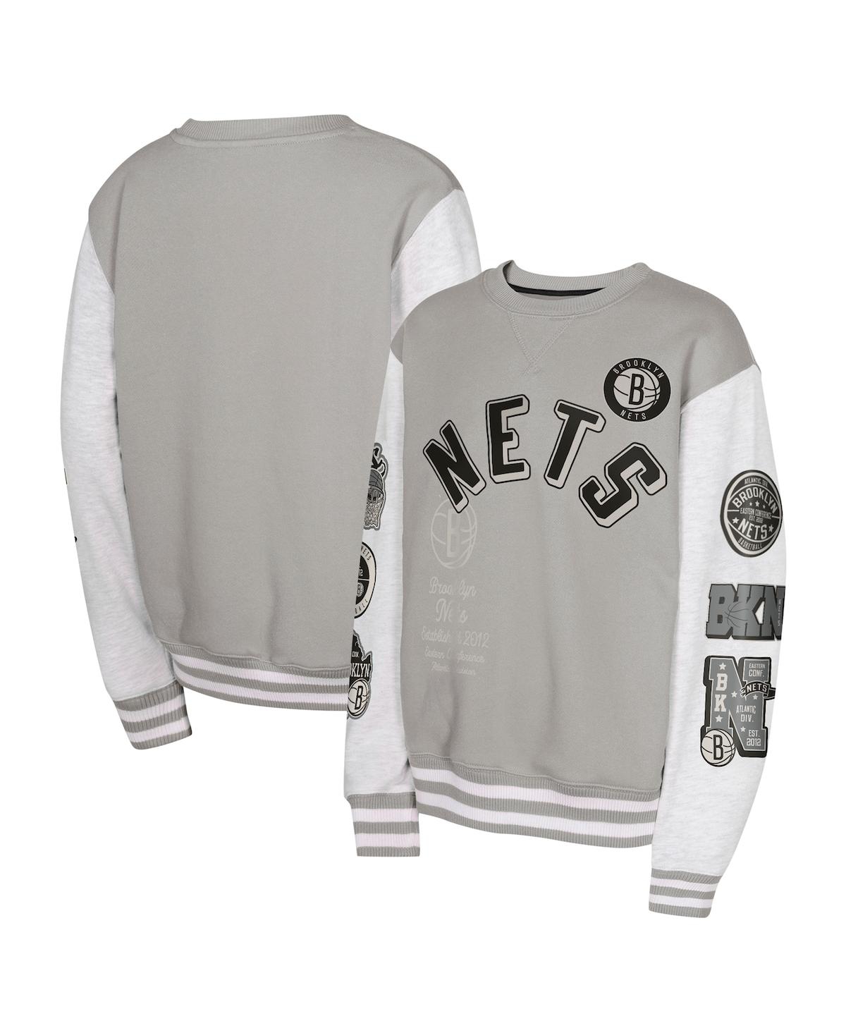 Outerstuff Big Boys and Girls Gray Brooklyn Nets Star Treatment Pullover Sweatshirt - Gray