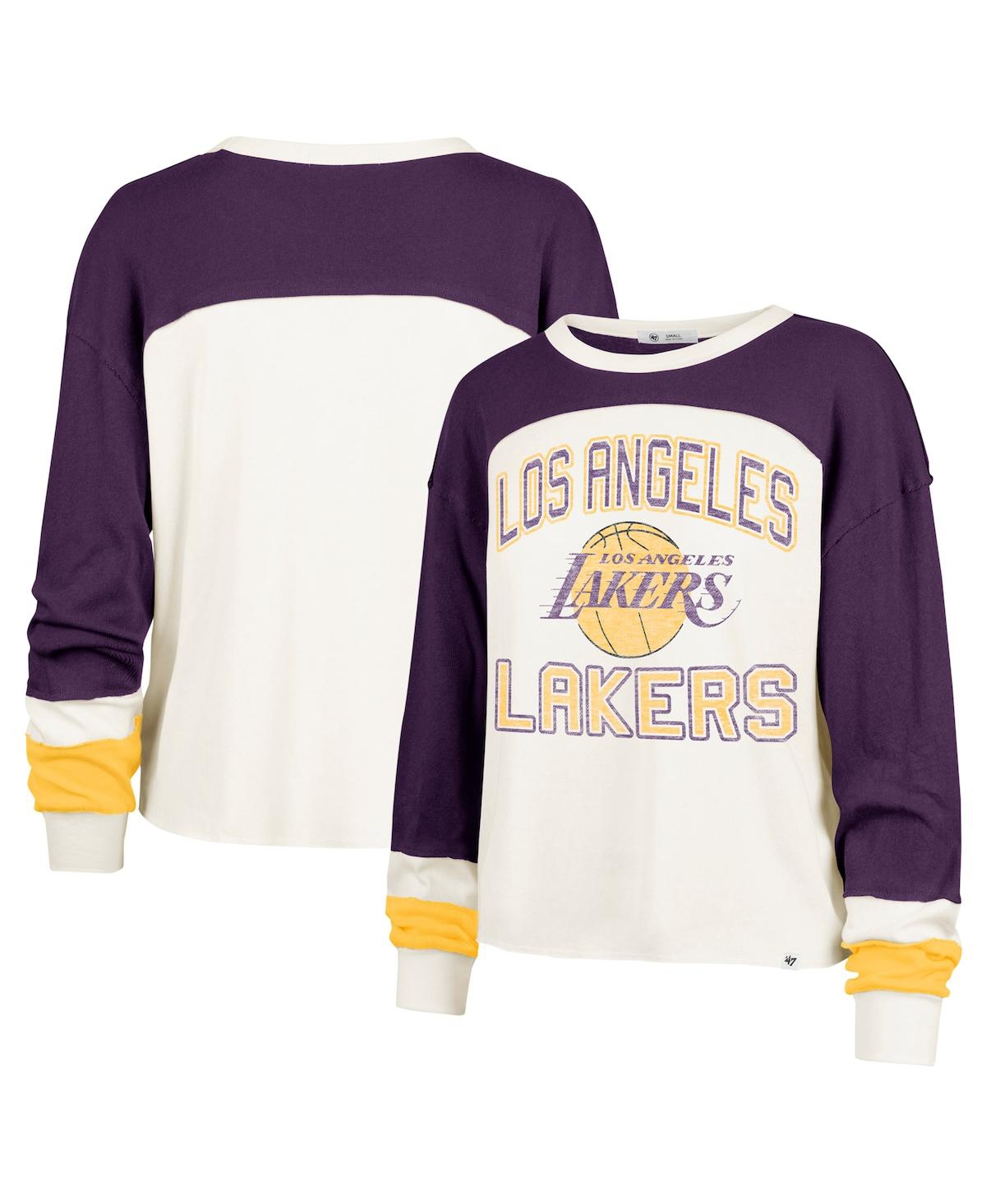 47 BRAND WOMEN'S CREAM LOS ANGELES LAKERS CURVE RAGLAN LONG SLEEVE T-SHIRT 