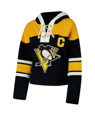 Women's Sidney Crosby Black Pittsburgh Penguins Superior Lacer Cropped Pullover Hoodie