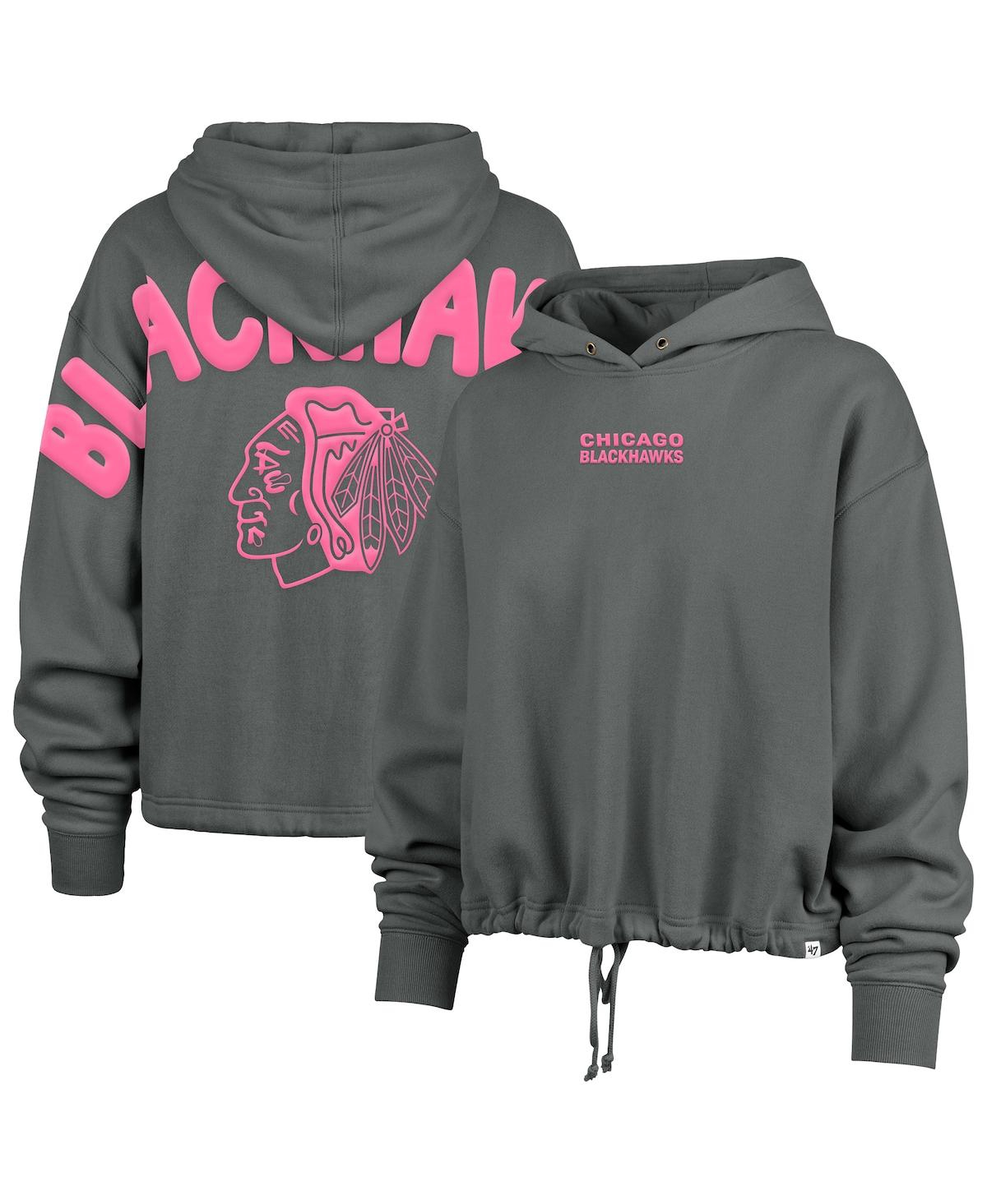 Shop 47 Brand Women's Gray Chicago Blackhawks Bright Side Venice Cropped Pullover Hoodie
