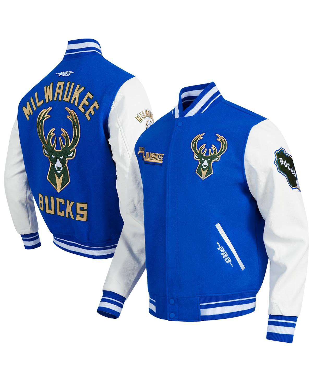 Men's Blue Milwaukee Bucks 2024/25 City Edition Wool Varsity Full-Zip Jacket - Blue