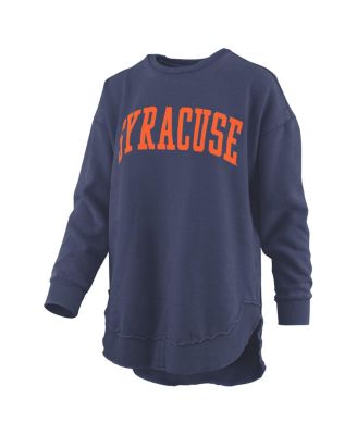 Women's Navy Syracuse Orange Melange Poncho Vintage Fleece Long Sleeve Pullover Sweatshirt