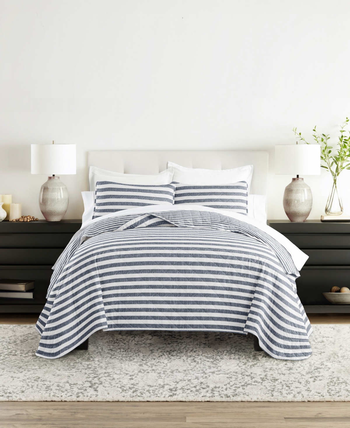 Ienjoy Home Classic Stripe Reversible 3-pc. Quilt Set, King/california King