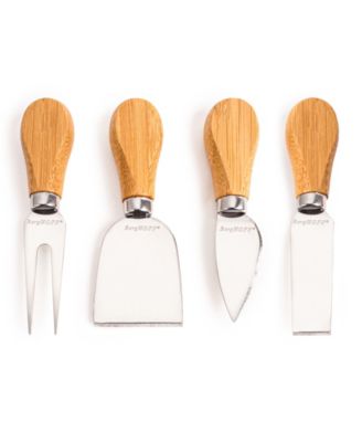 Stainless Steel 6-Piece Cheese Knives and Bamboo Round Board Set