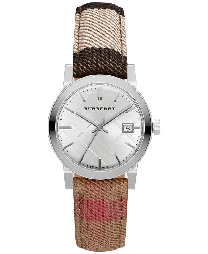 Burberry Women s Housecheck Fabric Strap Watch 34mm BU9151 Macy s