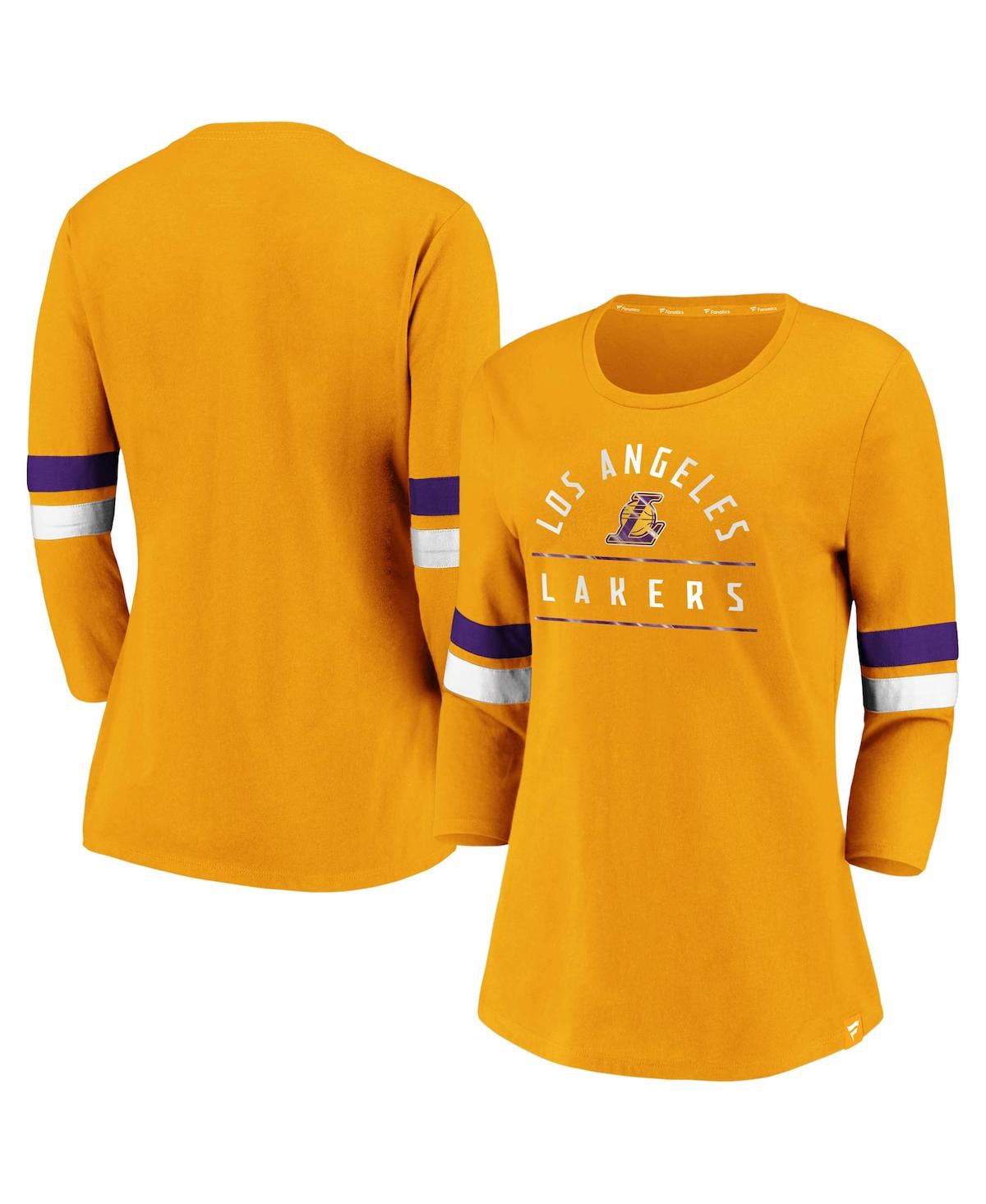 Fanatics Women's Gold Los Angeles Lakers Iconic Prolific Modern 3/4-sleeve T-shirt In Gold