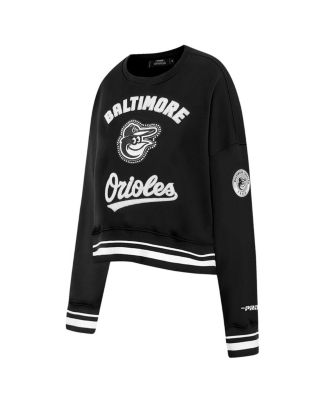 Women's Black Baltimore Orioles Cultivated Pearl Cropped Pullover Sweatshirt