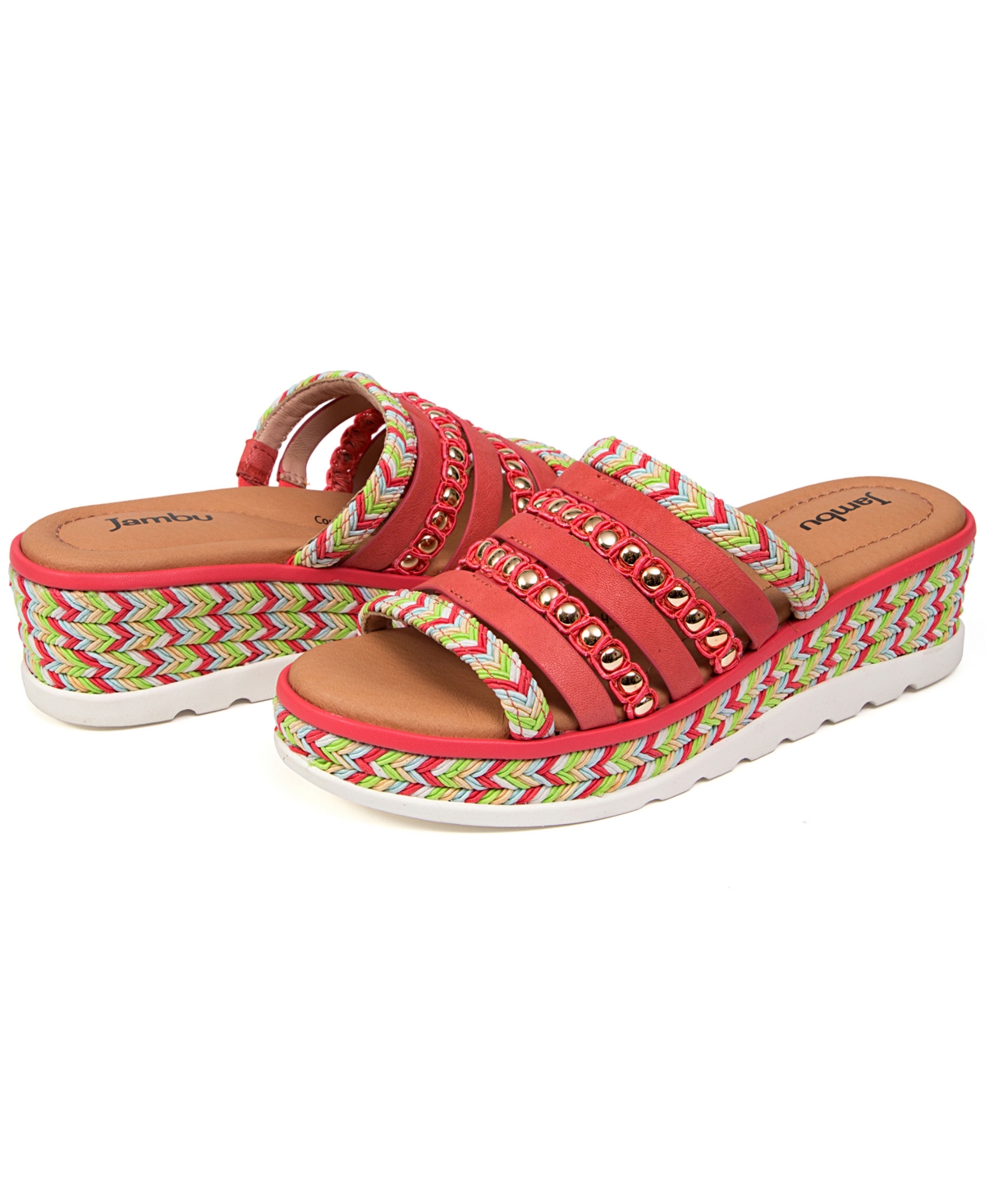 Jambu Dahlia Wedge Sandal In Coral Multi