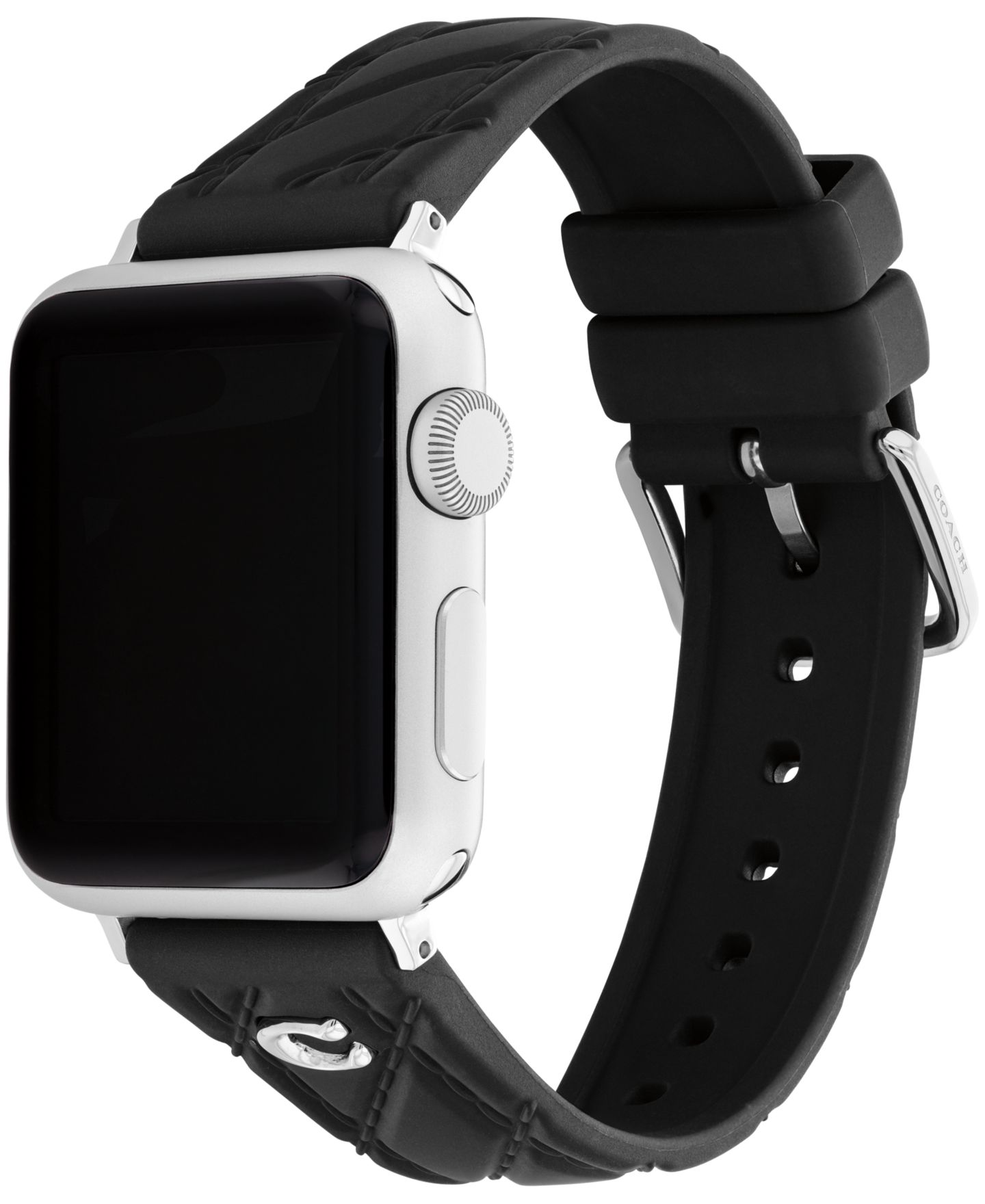 Женский ремешок для часов COACH Quilted Black Silicone Apple Watch Strap 38mm, 40mm, 41mm — фото 2