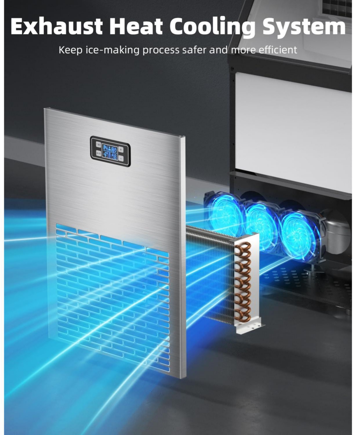 Cowsar Commercial Ice Maker Machine, 100 lbs/24H Under Counter Ice Machine with 2 Way Water Inlet, 33lbs Ice Storage, Stainless Steel Freestanding, Se