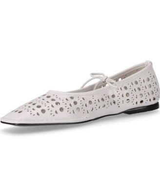 Sway Slit White Leather Ballet Flats
