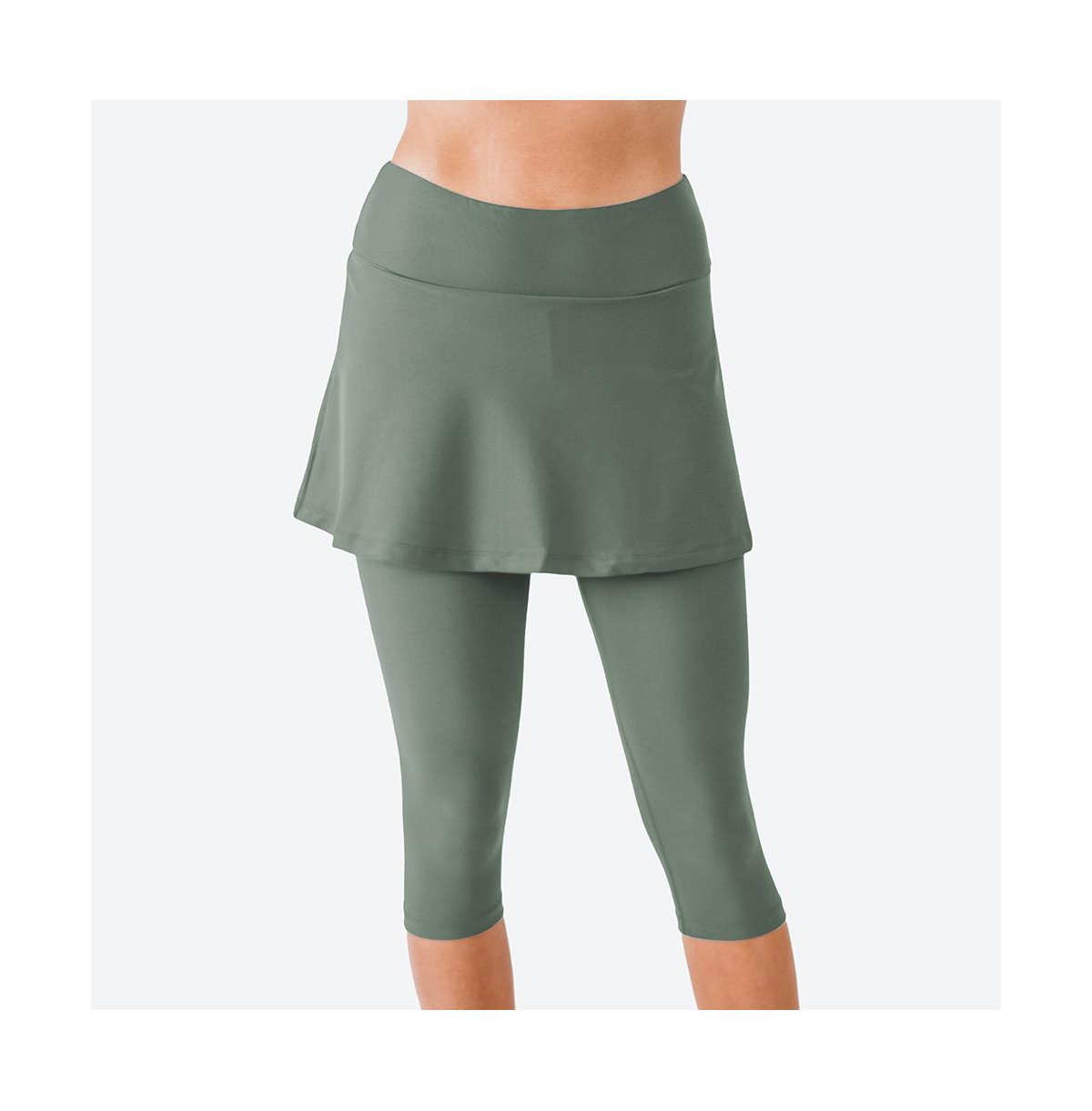 Women's Skirted Swim Capris - Sage green