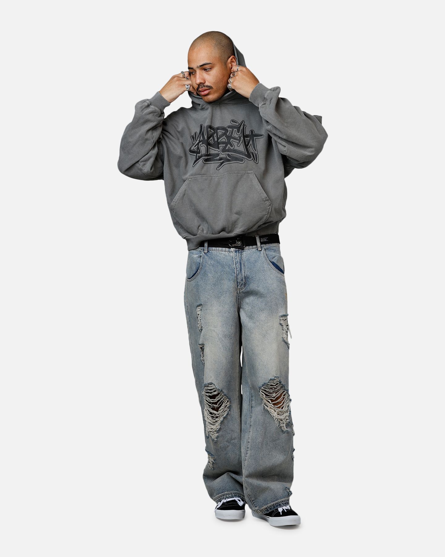 Мужское худи CARRE Tagged Sweatshirt - Washed Charcoal M, цвет: Потёртый угольный — фото 3