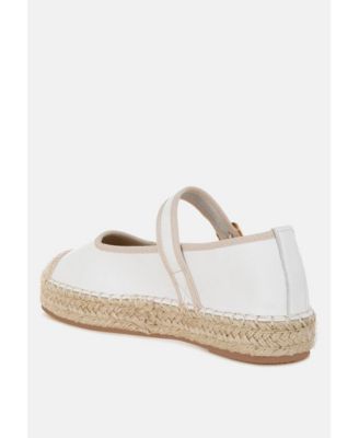 Ostac Genuine Leather Mary Jane Espradrilles