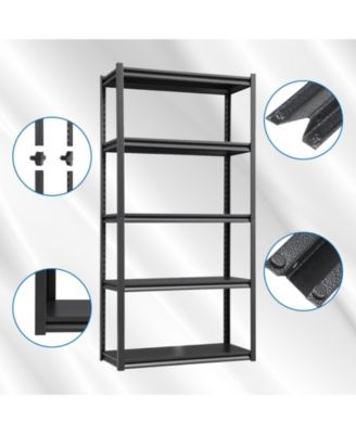 72"H  5 Tier Metal Shelves for Storage Garage Shelving 2000LBS Heavy Duty Storage Shelves Adjustable Garage Shelf Industrial Shelving Unit Storage Utility Rack,35.4"W15.7"D72"H,Black