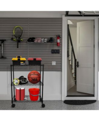 Simple Deluxe Heavy Duty 3-Shelf Shelving with Wheels, Adjustable Storage Units, Steel Organizer Wire Rack, 23" W x 13" D x 33" H, Black