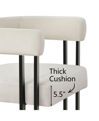 Set of 2 Modern Velvet Counter Stools with Curved Back, Metal Legs & Upholstered Seat