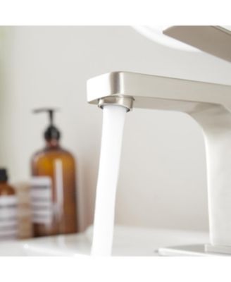 Waterfall Bathroom Faucet, 8" Widespread 2-Handle with Pop-Up Drain, Matte Black & Brushed Nickel Finish