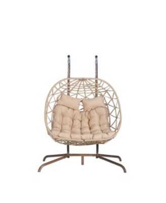 Streamdale Double Egg Chair, Indoor/Outdoor Wicker Swing, UV Cushions, 600 lbs