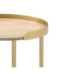 Round Wood End Table – Functional Tray Top with Metal Accent