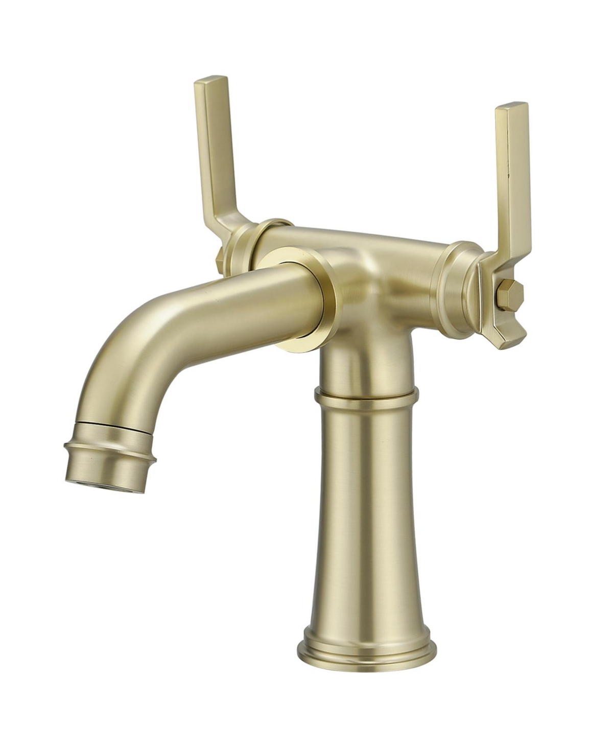Double Handle Industrial Style Bathroom Faucet Lavatory Mixer Tap Commercial Vanity In Brushed Gold - Brushed gold