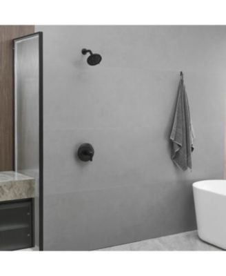 Single Handle 9-Spray Round Rain Shower Faucet 1.8 GPM with Pressure Balance Valve in. Matte Black