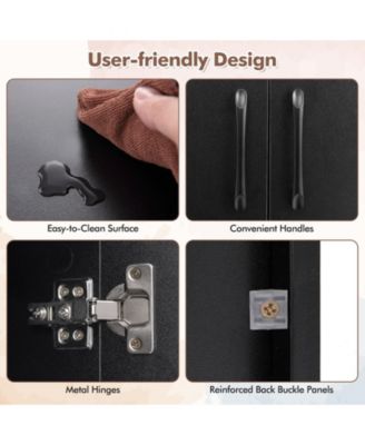 Wall Mounted Floating 2 Door Desk Hutch Storage Shelves