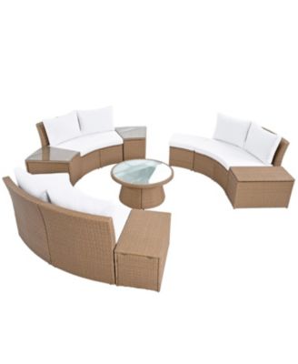 Streamdale 10-Pc Outdoor Rattan Sectional Sofa Set, White