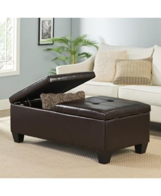 Streamdale Tufted Leather Storage Ottoman - Dual Opening Tray Top