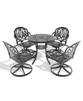 Streamdale 5-Pc Cast Aluminum Dining Set, 4 Swivel Chairs & 31" Round Table