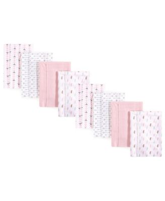 Luvable Friends Girls Durable Flannel Fabric Burp Cloths Poly-Cotton Assortment - Girl feathers 8-pack 20$