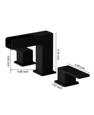 8 in. Widespread Double Handle Black Bathroom Faucet Set 3 Holes Vanity Sink With Metal Drain In Matte Black