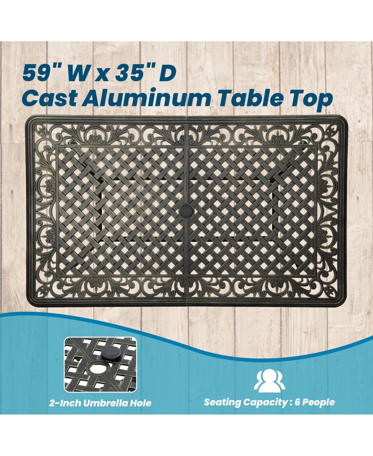 Mondawe 7-Piece Outdoor Patio Furniture Set Dinning Chair with Foldable Table