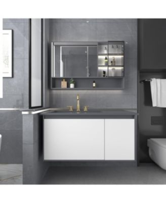 8 in. Widespread 2-Handle Mid-Arc Bathroom Faucet with Valve and cUPC Water Supply Lines in Brushed Gold