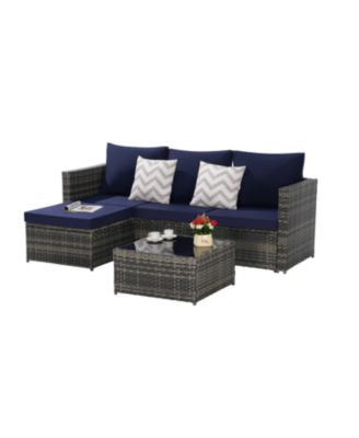 Streamdale 2-Piece Wicker Patio Set, L-Shaped, Ottoman, Lounger Table