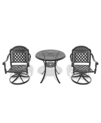 Streamdale 3pc Cast Aluminum Dining Set, 2 Swivel Chairs & 30" Table