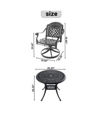 Streamdale 3-pc Cast Aluminum Dining Set, 2 Swivel Chairs & 35" Round Table