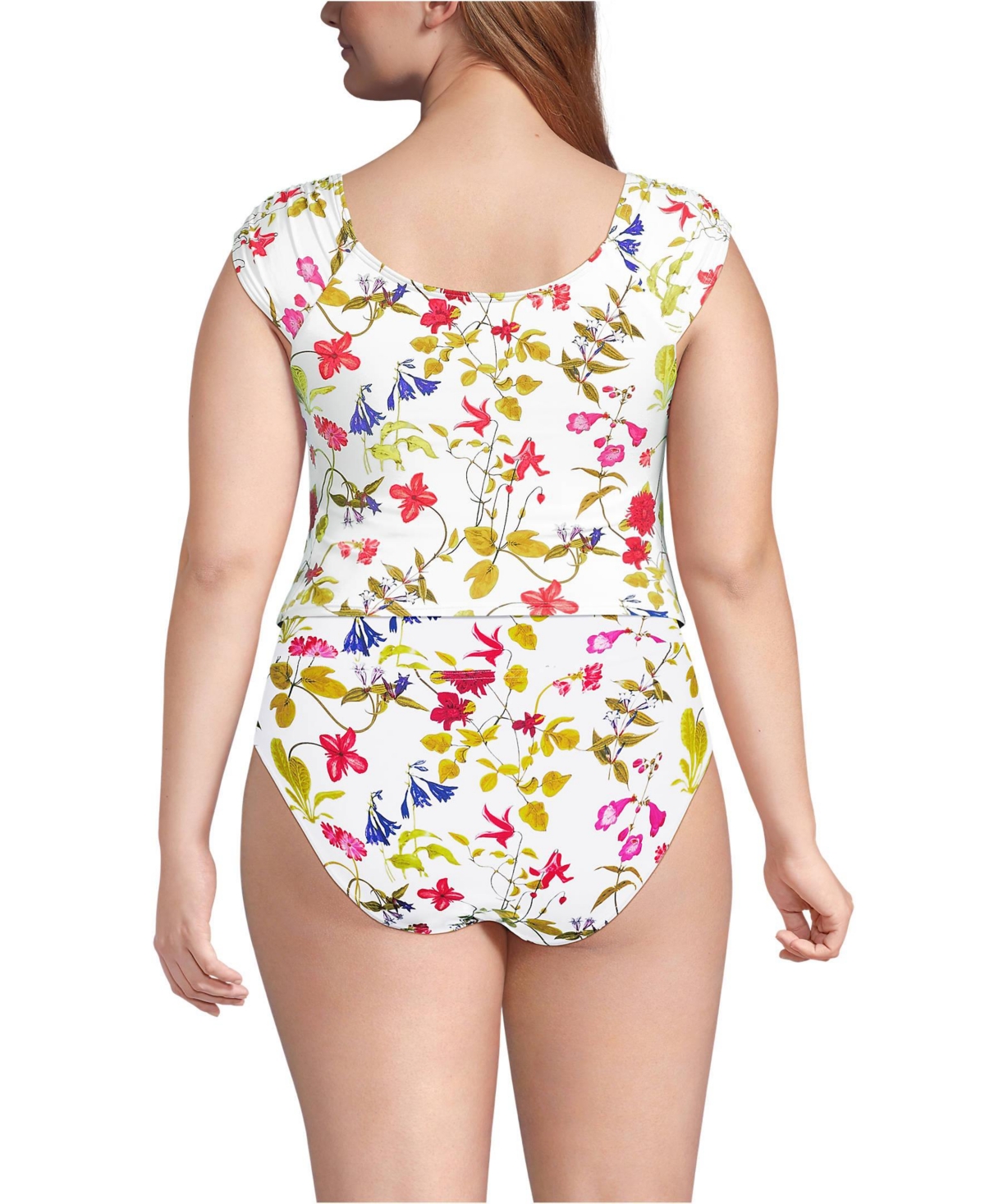 Lands' End Plus Ruched Cap Sleeve Midkini Top