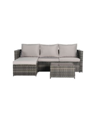 Streamdale 2-Piece Wicker Patio Set, L-Shaped, Ottoman, Lounger Table