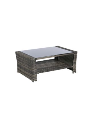 Streamdale 4-Piece Outdoor Patio Furniture Set, Rattan Chairs, Glass Table